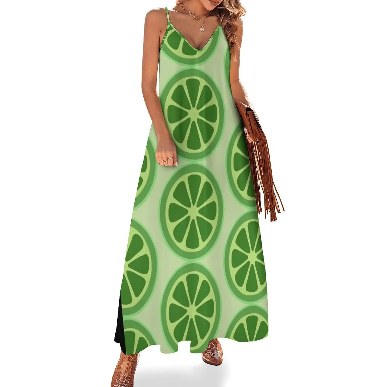 

Lime Sleeveless Dress Women's summer long dress dresses korean style