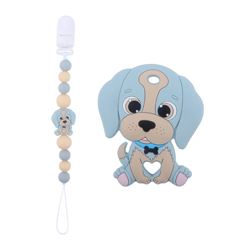 Clipe chupeta silicone para cachorro fofo com conjunto mordedor brinquedo chupeta dentição