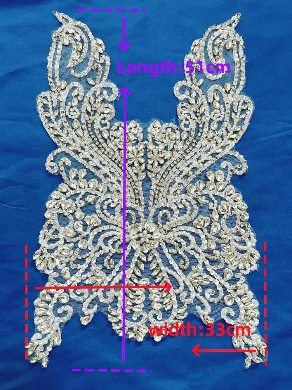 3D White Appliques Glass Beads Rhinestones Crystals Sewing Designer Diy For Women Eveing Wedding Dress Bodice Patches Decoration