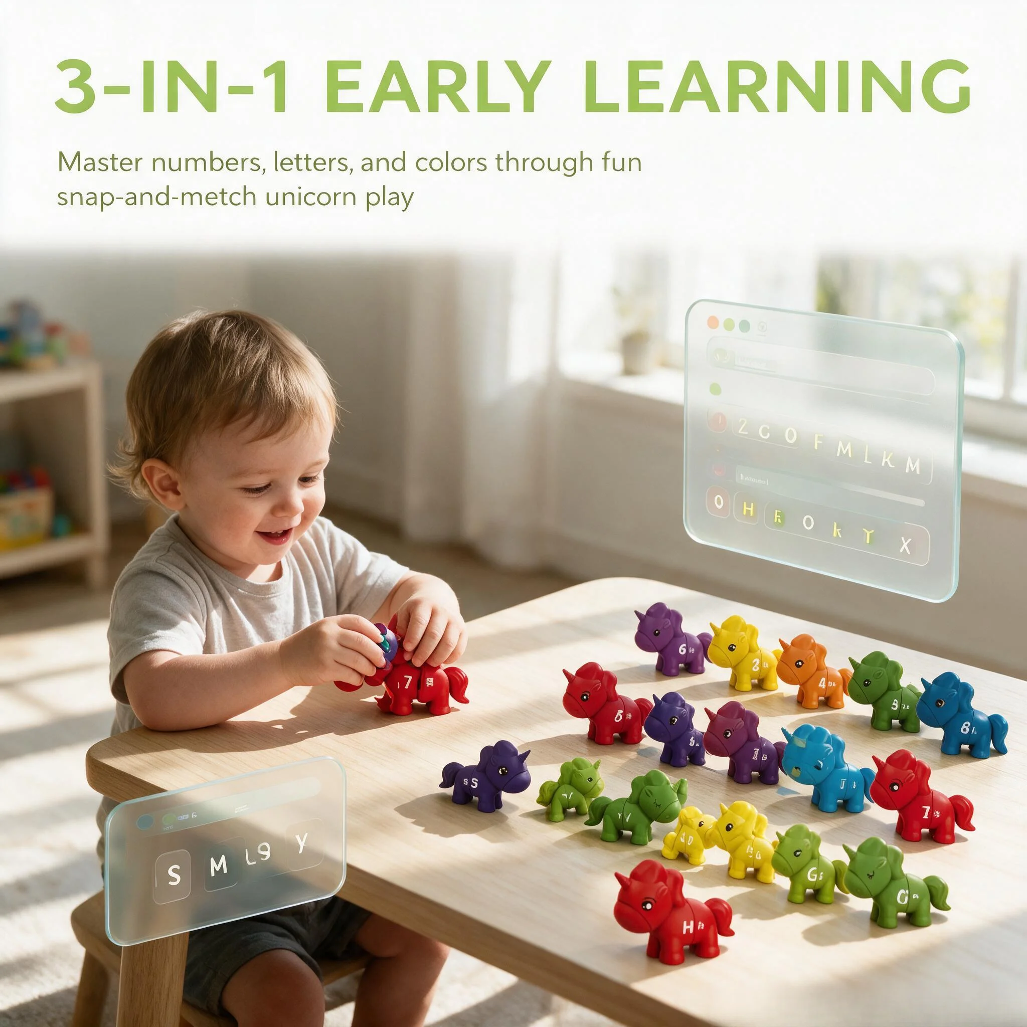 Children's Alphabet Matching unicorn Building Toy, unicorn Assembly and Disassembly, Letter/Number Cognitive Educational Tool, Suitable as a Birthday Gift for Toddlers and Boys.