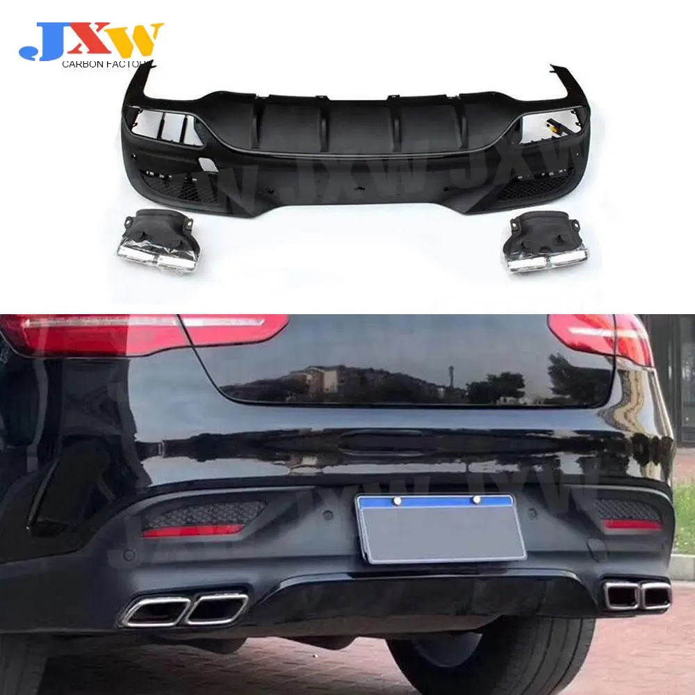 

PP Rear Bumper Guard Lip Diffuser With Exhaust Tips For Benz GLE Class W292 C292 GLE63 AMG Coupe 2016-2018