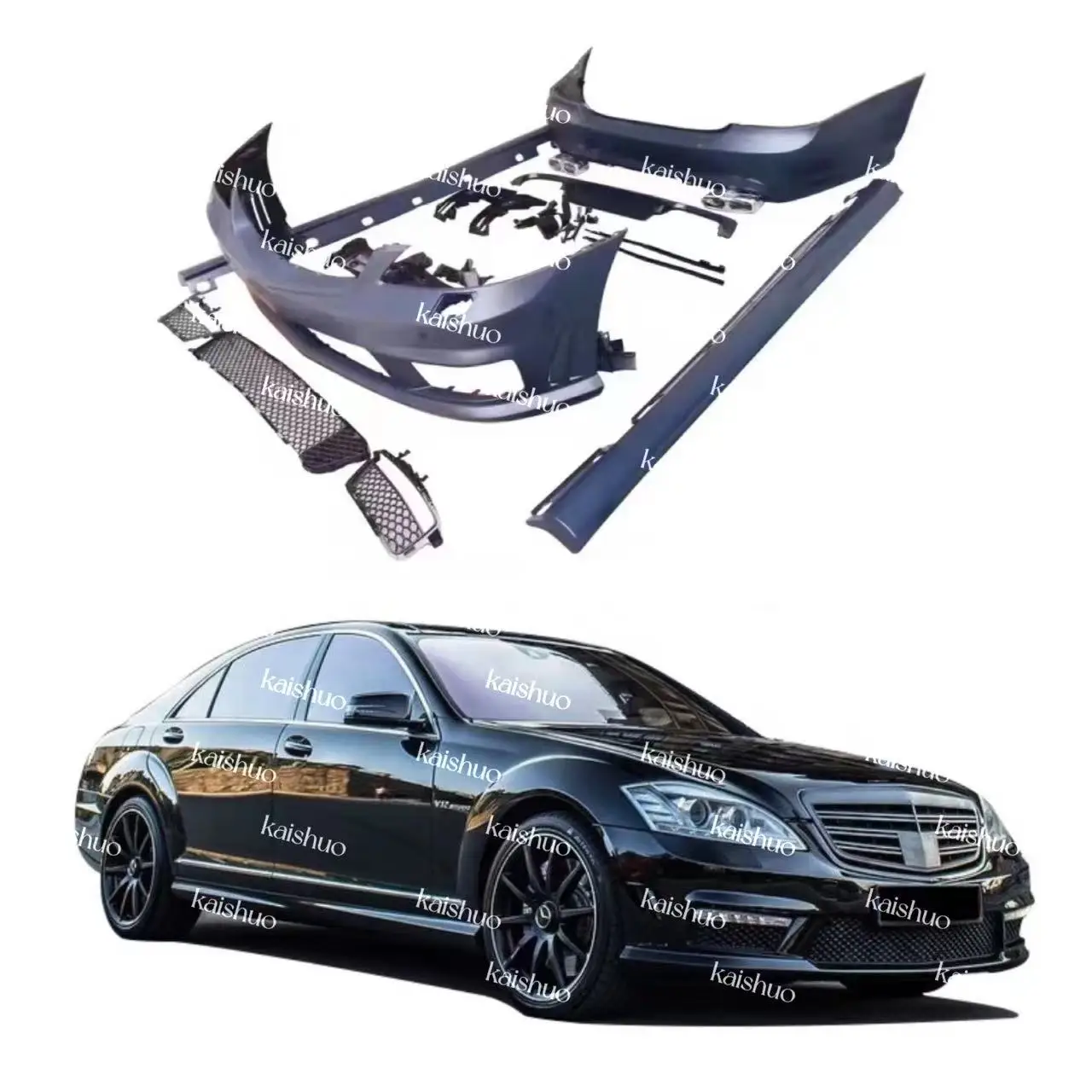 For   W221 Upgrade S65 Body Kit Front Bumper Rear Bumper Side Skirts