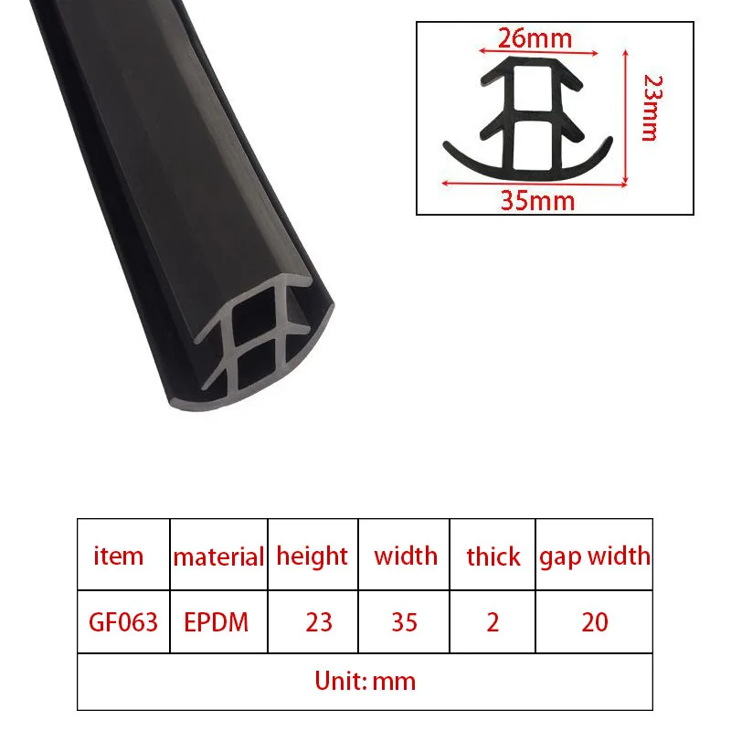 20M Custom Length T-Shape EPDM Rubber Gasket for Solar Photovoltaic Mounting Waterproof Seal Strip for Frame Gap