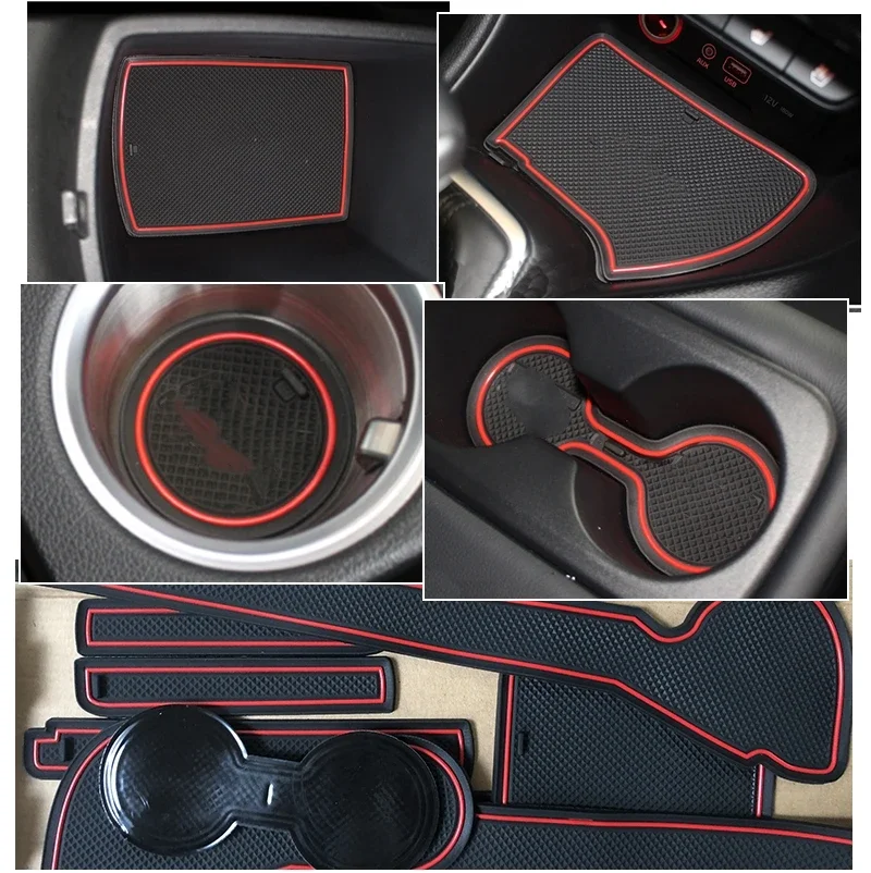 Anti-Slip Rubber Gate Slot Mat Cup Mats for KIA Sportage 2016 2017 2018 2019 QL 4th Gen MK4 KX5 Accessories Stickers Car Styling