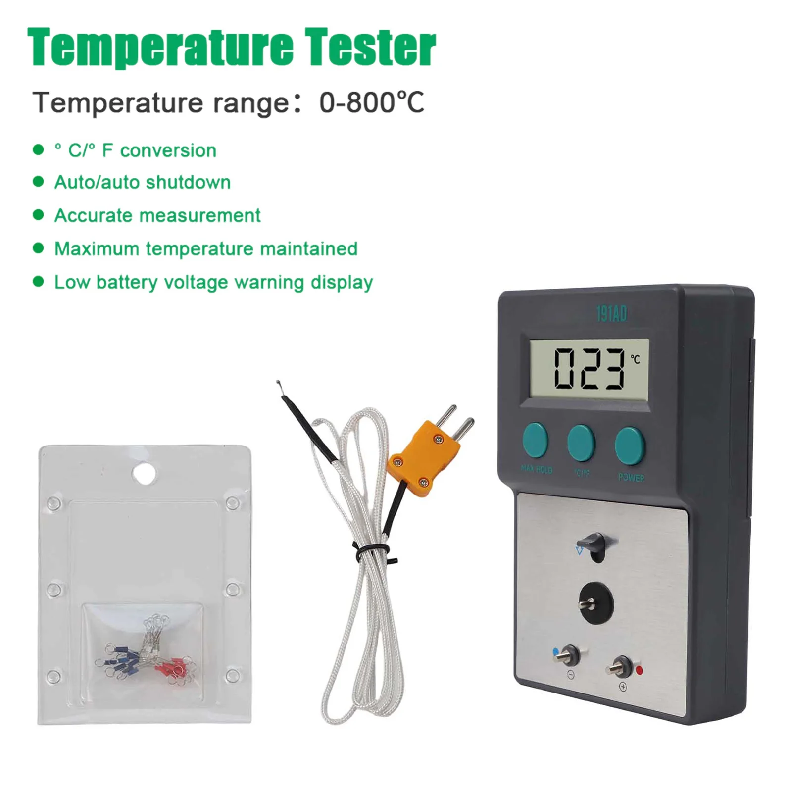 

LF191AD Soldering Iron Tip Thermometer with K Type Sensor Digital Display and Auto Power Off Suitable for Leadfree Soldering