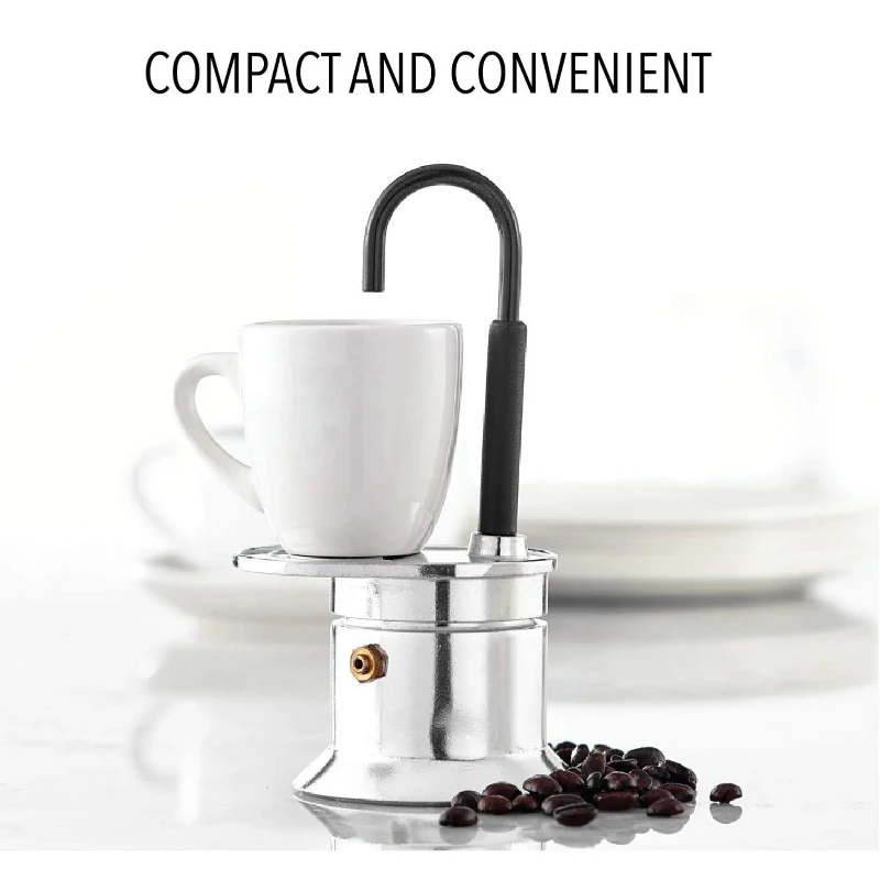 

50ml Aluminum Single Tube Mini Moka Pot Italian Coffee Maker for Outdoor Camping Lightweight Rust Resistant Travel