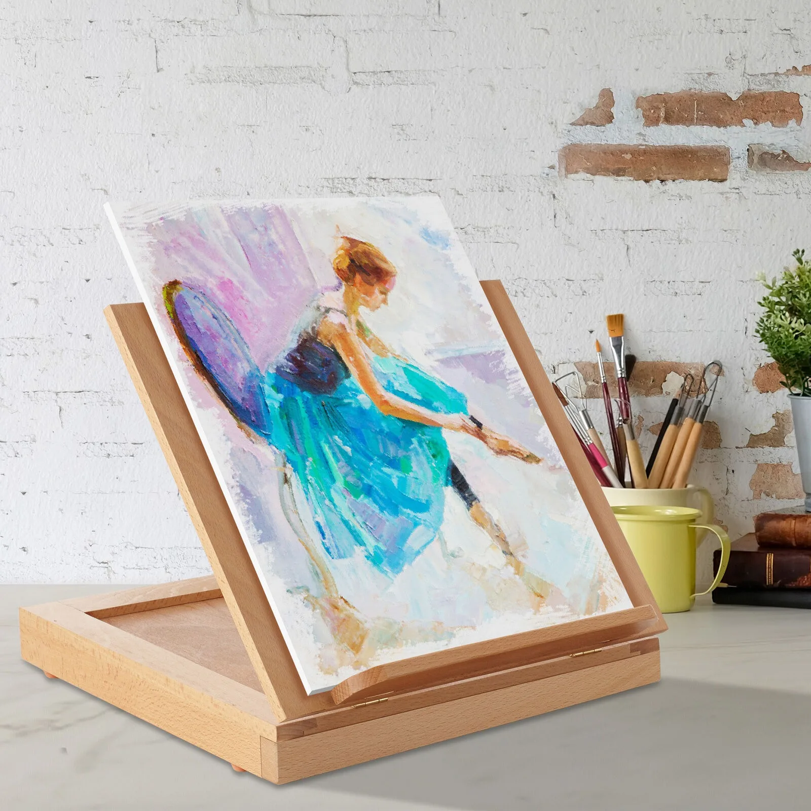 

US Artist Adjustable Wood Tabletop Tabletop Box Easel Easel with Palette -