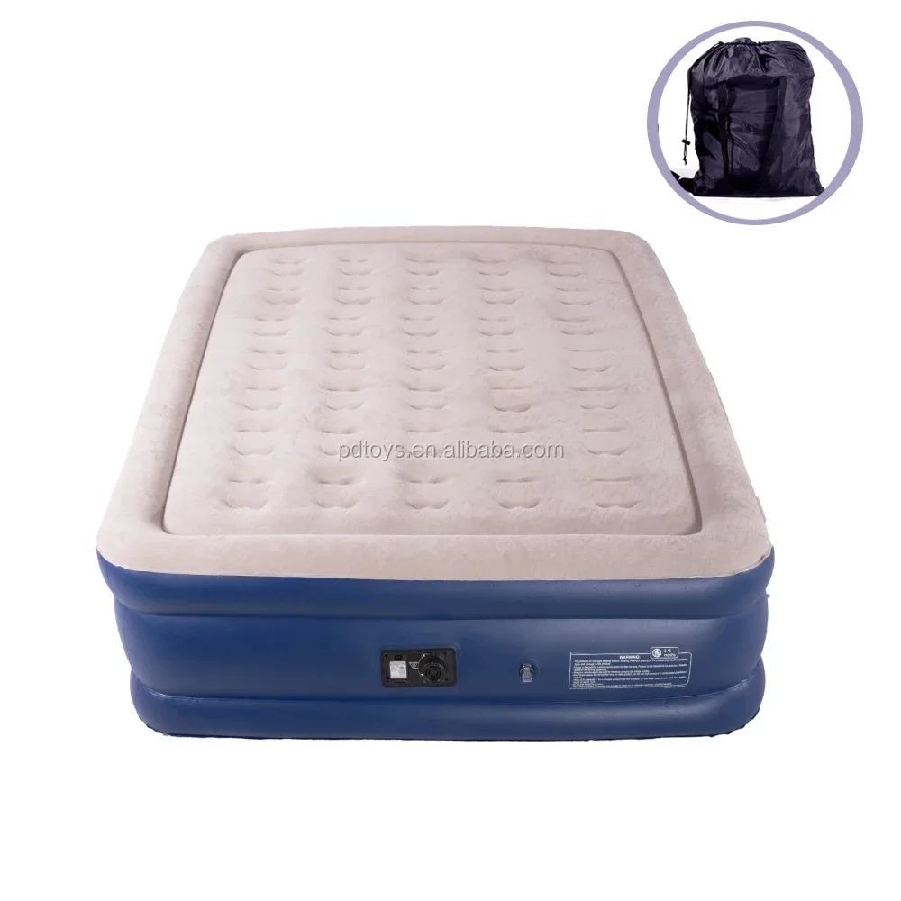 Electric Inflation air mattress hot selling Blow Up Air Bed Soft Plush Flocking Mattress Durable Automatic