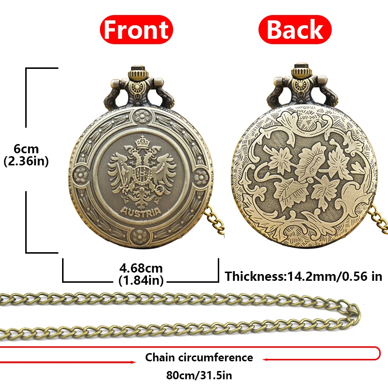 男性と女性のためのヴィンテージブロンズクォーツ懐中時計学生、ダブルイーグル看護緩和、クラムシェル、ギフト、ユニバーサル