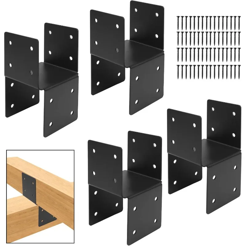 パビリオン木製柱アンカーベースコネクタ黒ブラケットブラケットサポートフレーム固定パーゴラトップビーム