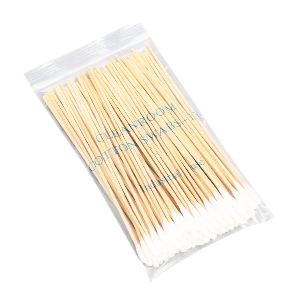 5Packs Disposable Cotton Swab Long Thin 15Cm Compressed Cotton Wood Handle Ear Cleaning Makeup Application Double