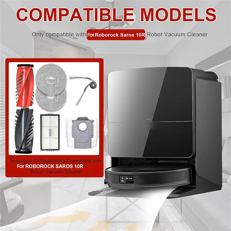 A83G-Набор аксессуаров для робота-пылесоса Roborock Saros 10R, основные боковые щетки, фильтр Hepa, швабра, тканевые мешки для пыли