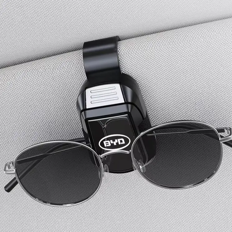 Sun‑Visor Mount Mirror Glasses Clip Holder For BYD Atto3 Seal Han Tang Dolphin Song Yuan BYD Logo Car Sunglasses Bracket Interio