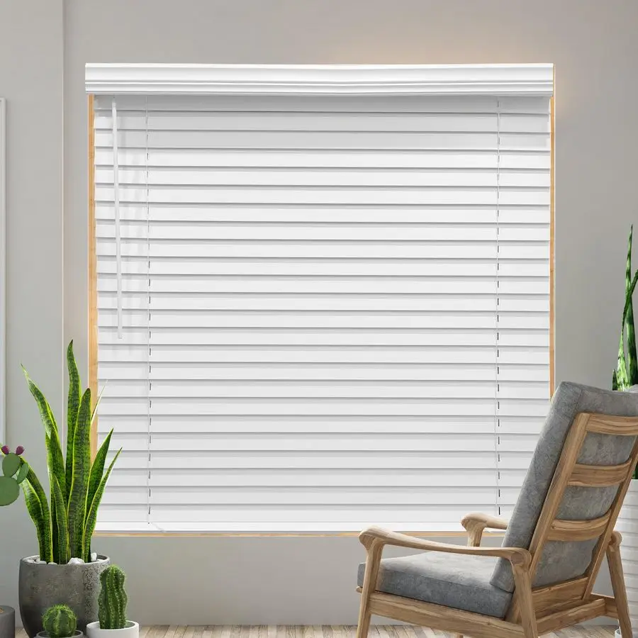 

Faux Wood Blinds 45 W x 72 H, 2 Inch Slat Horizontal Windows Blinds with Crown Valance, Room Darkening, White Blinds for Home In