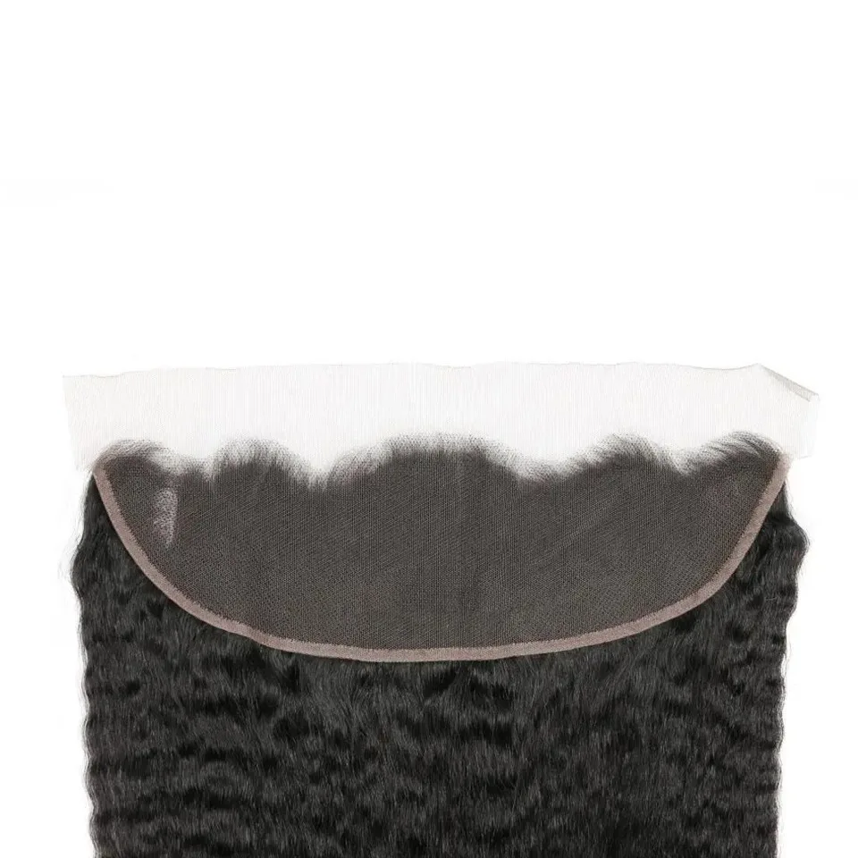 Kinky Straight 13x4 13x6 Human Hair Lace Frontal Full End Natural Color Brazilian Virgin Hair Pre-Plucked