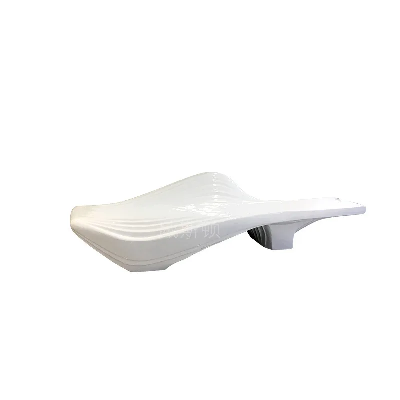 

Large commercial center FRP long leisure chair white resin simple special-shaped wavy pattern