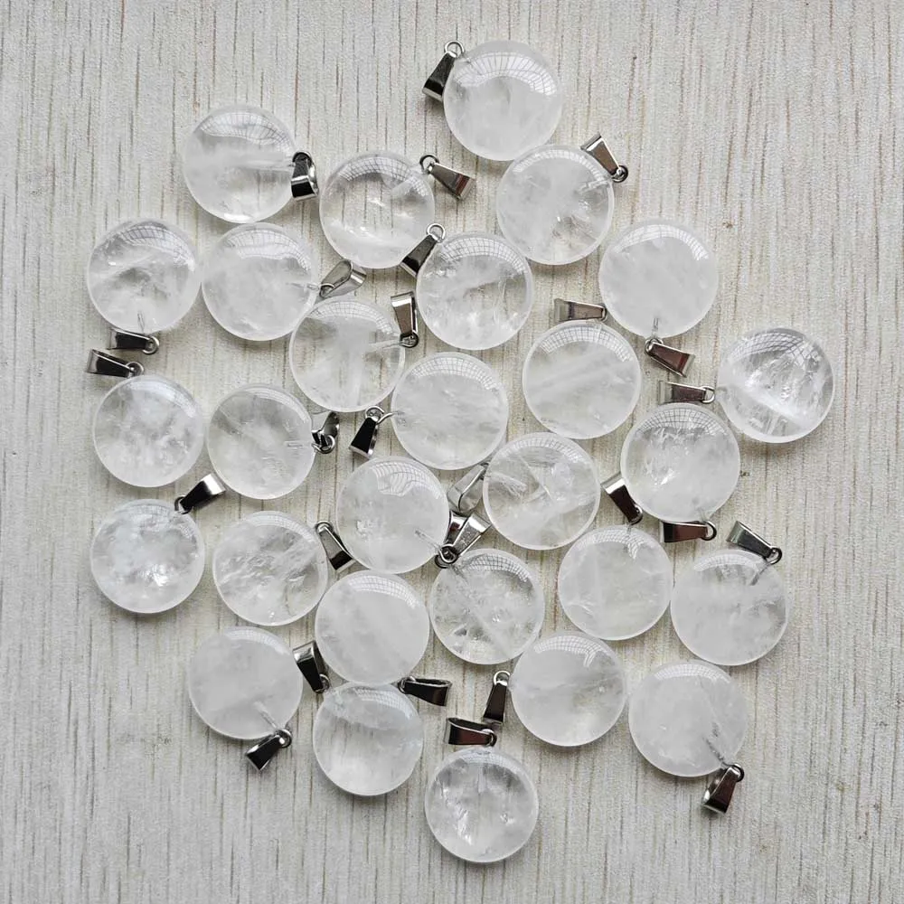 

Good quality natural white crystal round pendants for Necklaces earrings jewelry making 50pcs/lot Wholesale free shipping