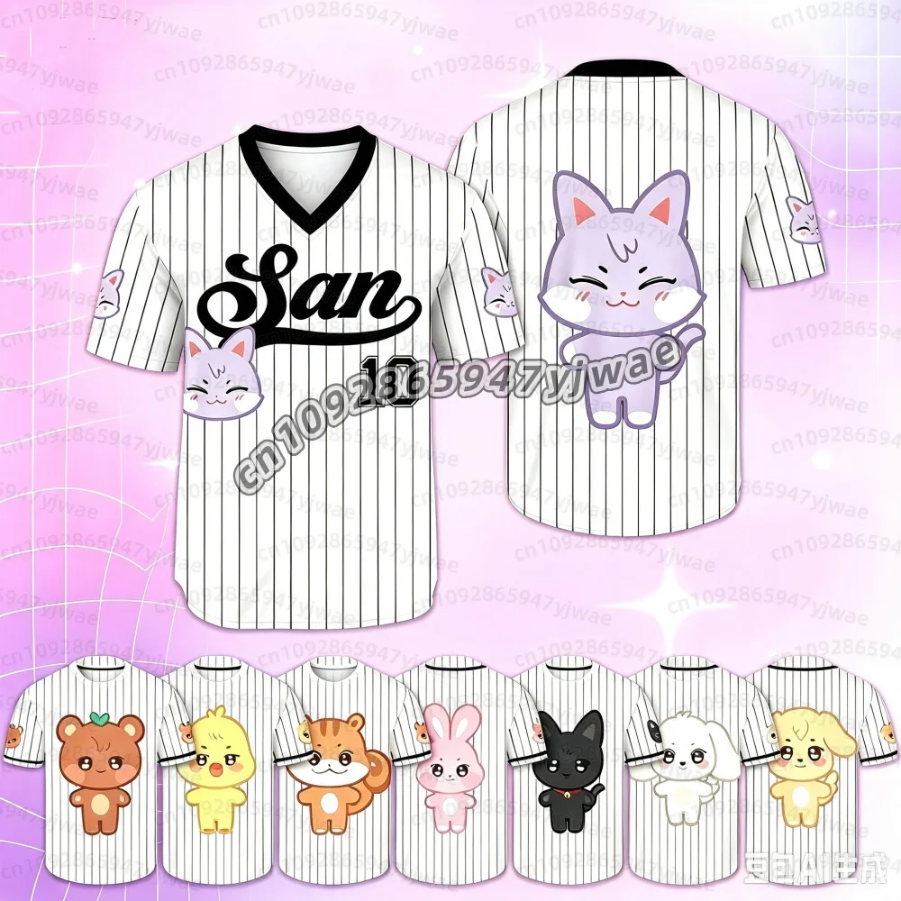 2026 Summer Women's Men Ateez Aniteez Characters 3d Print Graphic Men's T-Shirt Kpop Fans Gifts V-Neck Jersey Beach T-Shirt