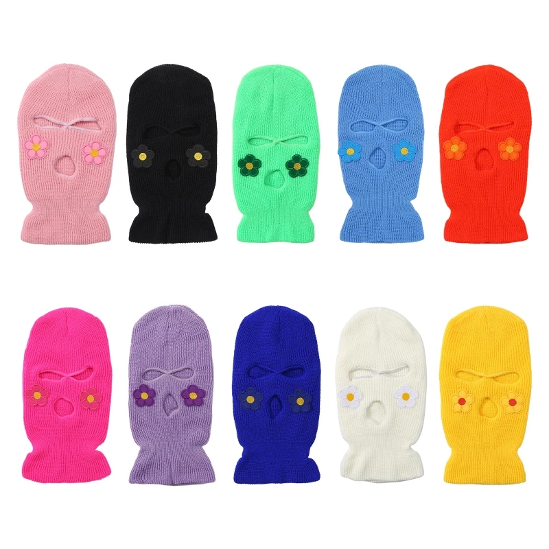 Embroidery Flower Balaclava Three-hole Ski Mask Mask Full Face Mask Winter Mask Special Gifts for Adult