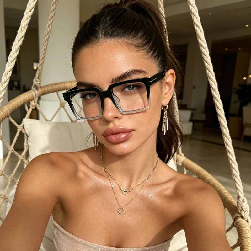 1pc men and women with the same style of all-match gradient frame glasses, suitable for daily and various occasions