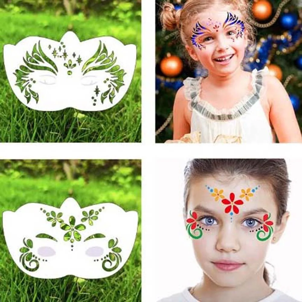 Reusable Face Paint แม่แบบ Hollowed หลายรูปแบบ Body Art Paint Stencils ใช้งานง่ายตกแต่ง DIY แต่งหน้าเครื่องมือเด็ก