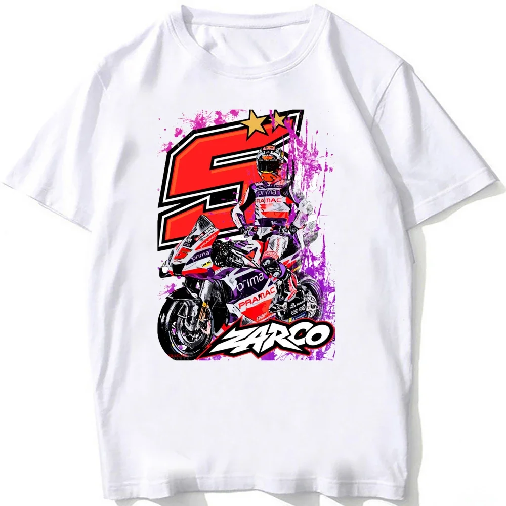 

2025 Johann Zarco 5 France GP Riding T-Shirt New Summer Men Short Sleeve Hip Hop Sport Boy Casual Tees Motorcycle White Tops