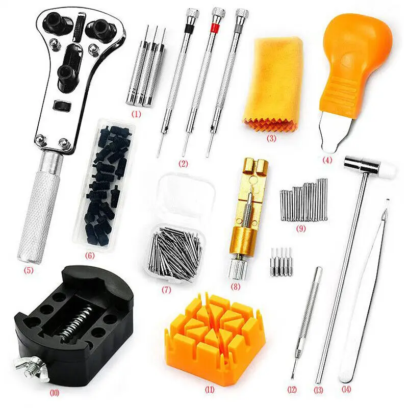 168 PCS Watch Repair Kit Watch Battery Replacement Tool Watch Band Repair Tool Watch Remover Tool Kit Home Use Household