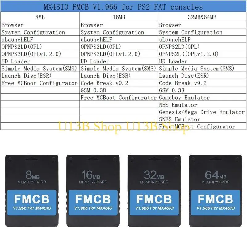 U13B MCBOOT MIỄN PHÍ v1.966 & Thẻ Fortuna cho MX4SIO SIO2SD OPL đã cài đặt bộ điều hợp thẻ cho bảng điều khiển FAT