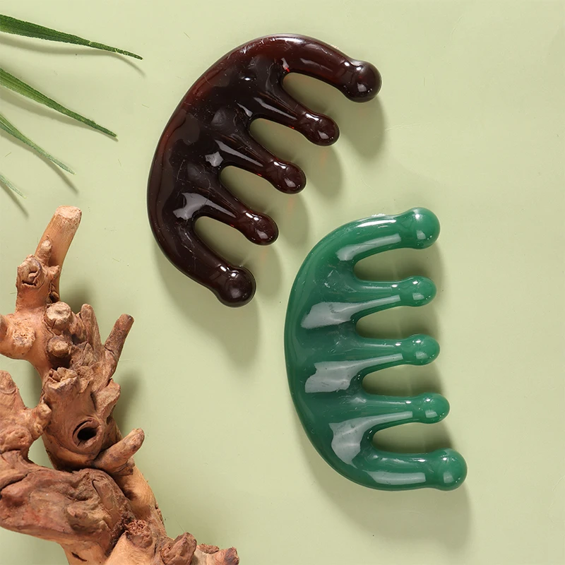 Five Teeth Meridian Massage Comb Resin Big Teeth Head Acupoint Therapy Artifact Claws Decompression Unisex Portable Scalp Comb