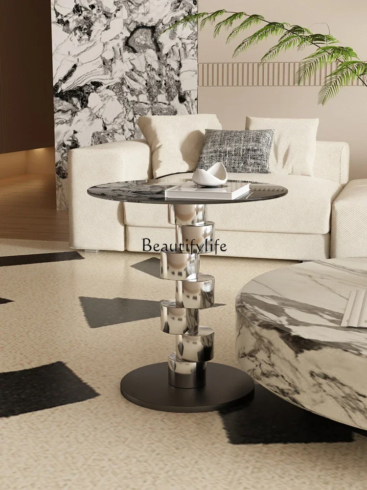 حافة أريكة زجاجية بسيطة من LXMedival، حافة من الفولاذ المقاوم للصدأ لغرفة المعيشة، فاخرة خفيفة وإحساس راقي #3