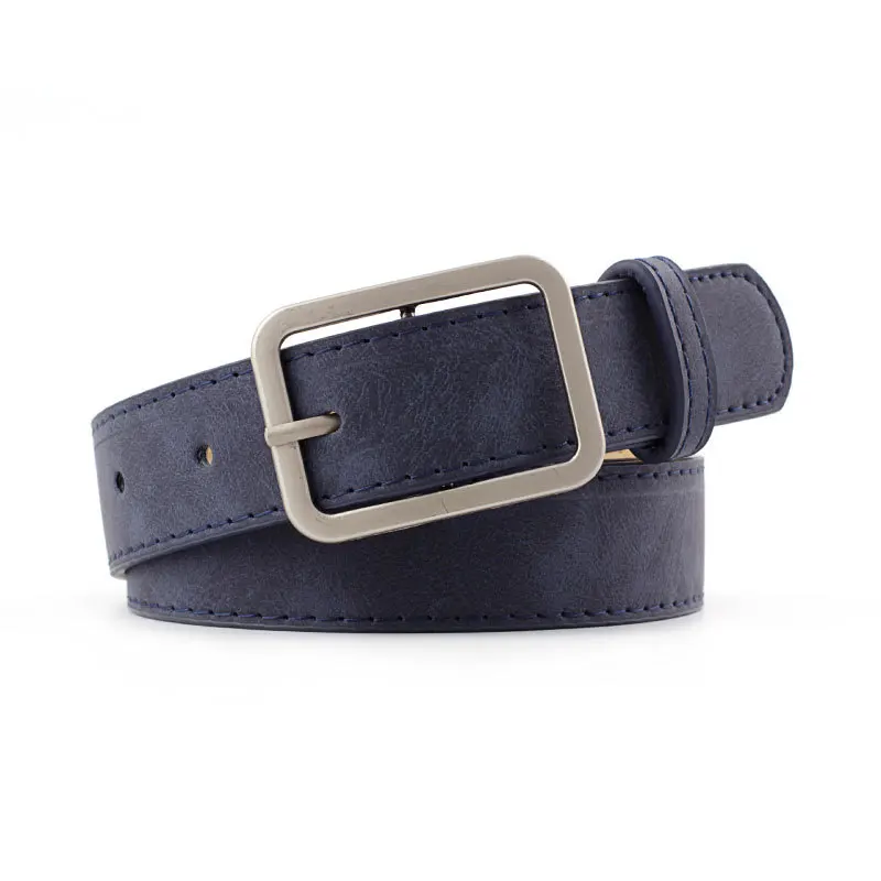 

Korean Style New Simple Versatile Square Buckle Head Imitation Leather Popular Belt Fashion Belt Retro Student Belt Wholesale