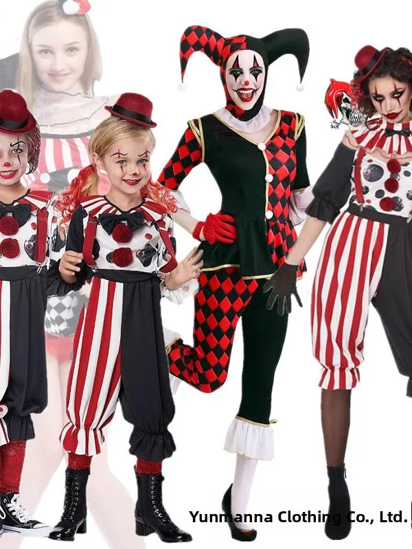 

Halloween COS Circus Parent Child Clown Performance Costume Unisex Clown Outfit for Men And Women Stage Performance Costume