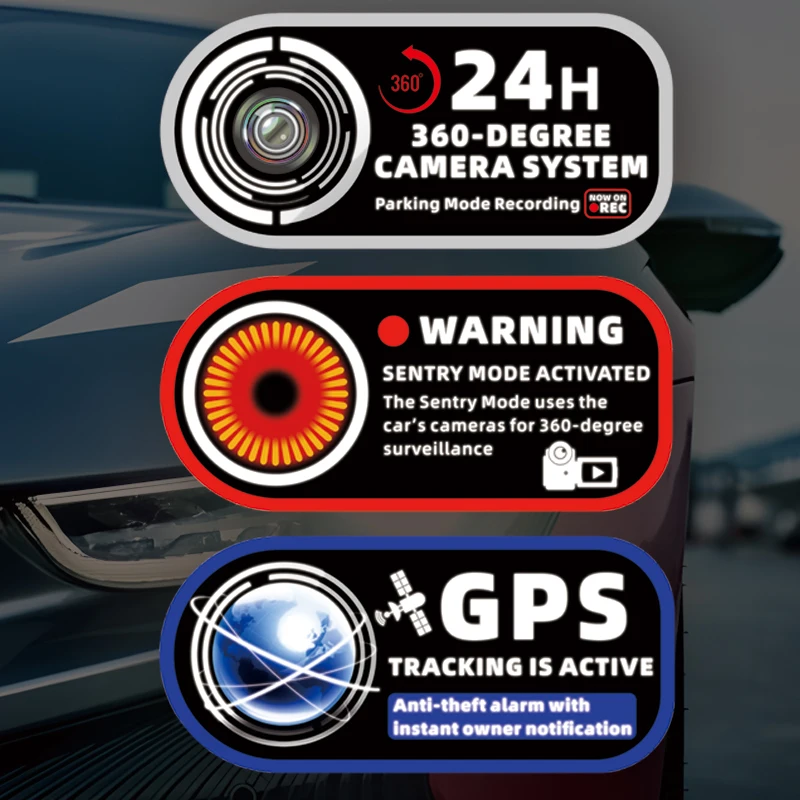

10Pcs Car Security Warning Sticker – 360° Camera Parking Mode 24/7 Surveillance Decal