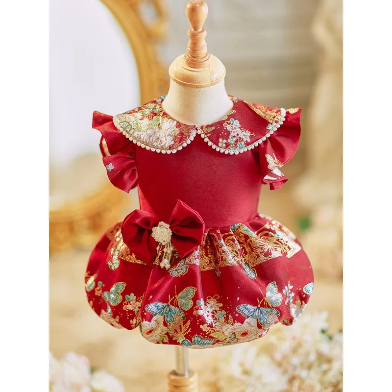 

Годовое платье для маленьких девочек. Весеннее детское платье для банкета на сто дней в неделю.