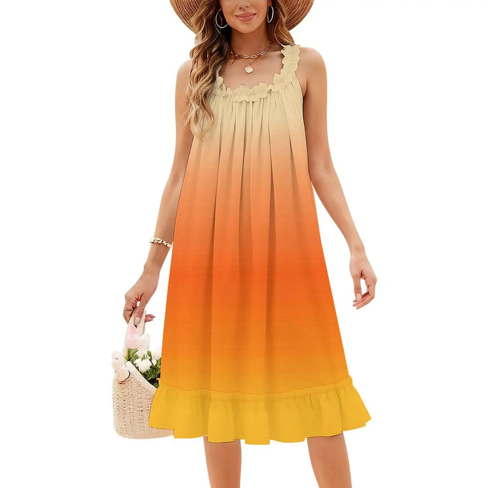 الخريف كاندي الذرة أومبير التدرج البوهيمي فستان بلا أكمام للنساء طباعة فساتين حفلات الشاطئ خريف الخريف الحلوى الحلوى الذرة الحلوى #5