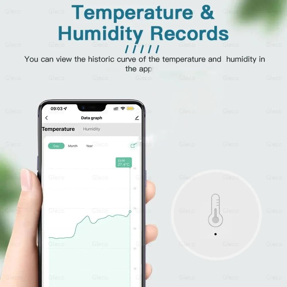 Tuya ZigBee Mini Temperature And Humidity Sensor Remote Monitor By Smart Life APP Battery Powered Work With Alexa Google Home
