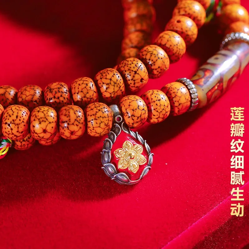 Top Authentic Tibetan Six Syllable Vajra Dorje Lotus Counter Clip Pendant for Mala Beads Side Hanging Accessory Great Quality