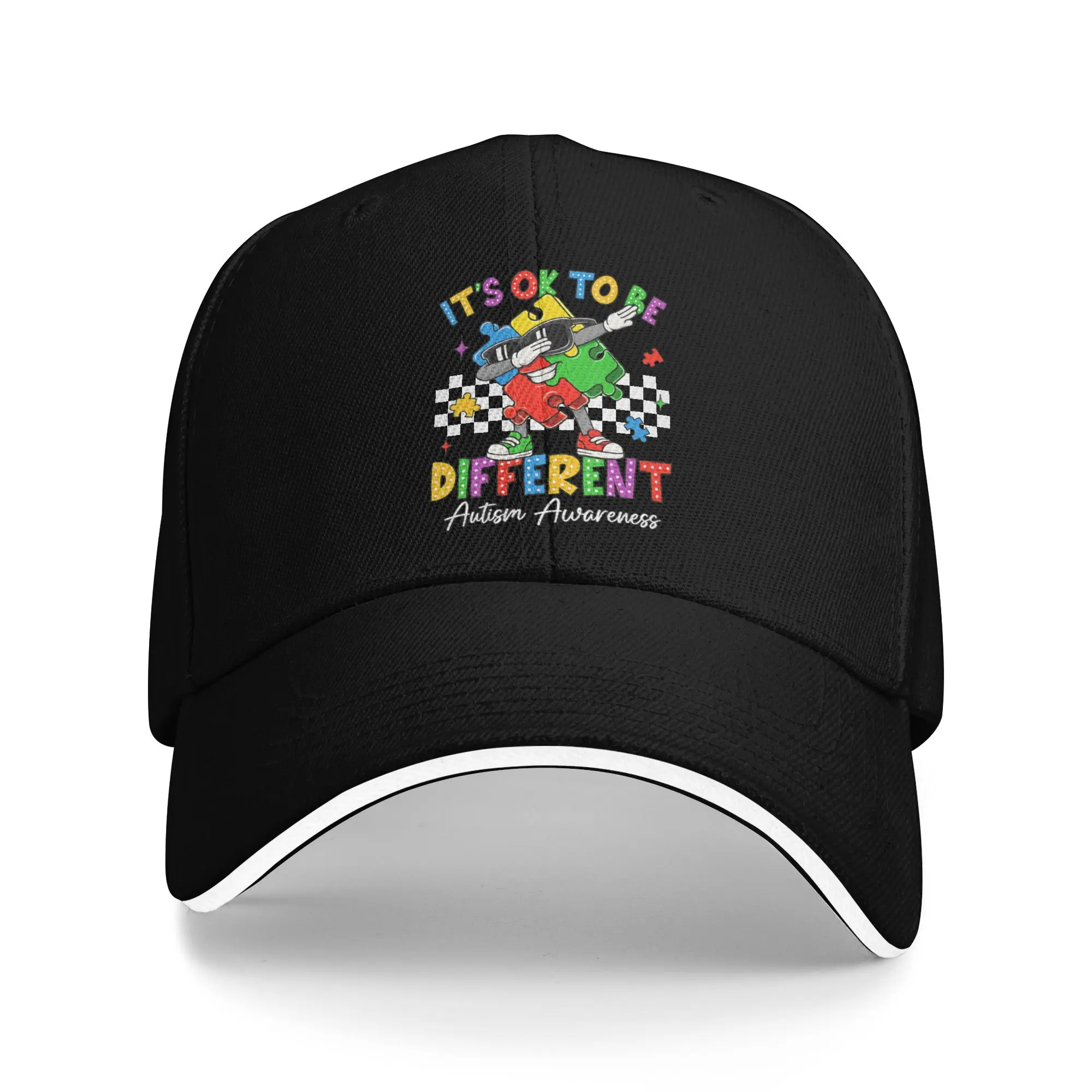 Dabbing Puzzle Autism Awareness Baseball Cap Outfit Retro  Trucker Hat For Men Women Golf Headewear  Adjustable