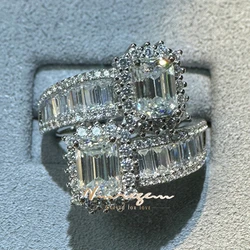 Vinregem 3EX VVS1 D Color Emerald Cut 1CT 5*7 MM Real Moissanite Diamond Ring 100% 925 gioielli in argento Sterling regali di anniversario