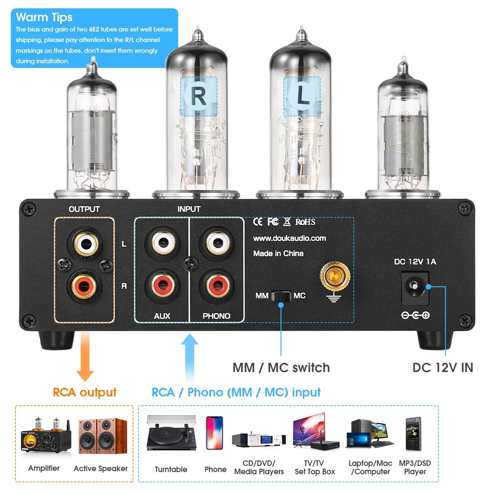 Nobsound-ミニターンプリアンプ,hifiステレオオーディオ,真空管プリアンプ,ヘッドフォン,ステージ,t9,6e2mm mc