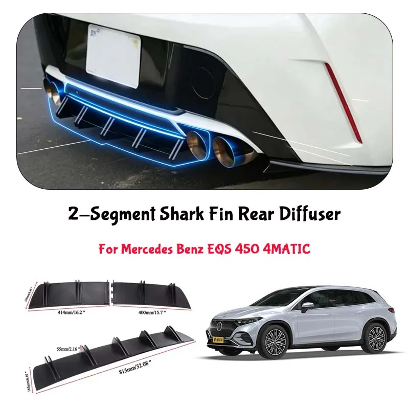 For Mercedes Benz EQS 450 4MATIC Shark Fin Rear Diffuser Split Chassis Spoiler Auto Aerodynamic Parts Aerodynamic Modification