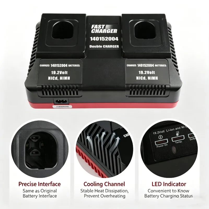 

Portable Fast Charger Dual-Port Charging Station Lithium Battery Charger Compatible for Craftsman 19.2V Lithium Ni-MH Batteries