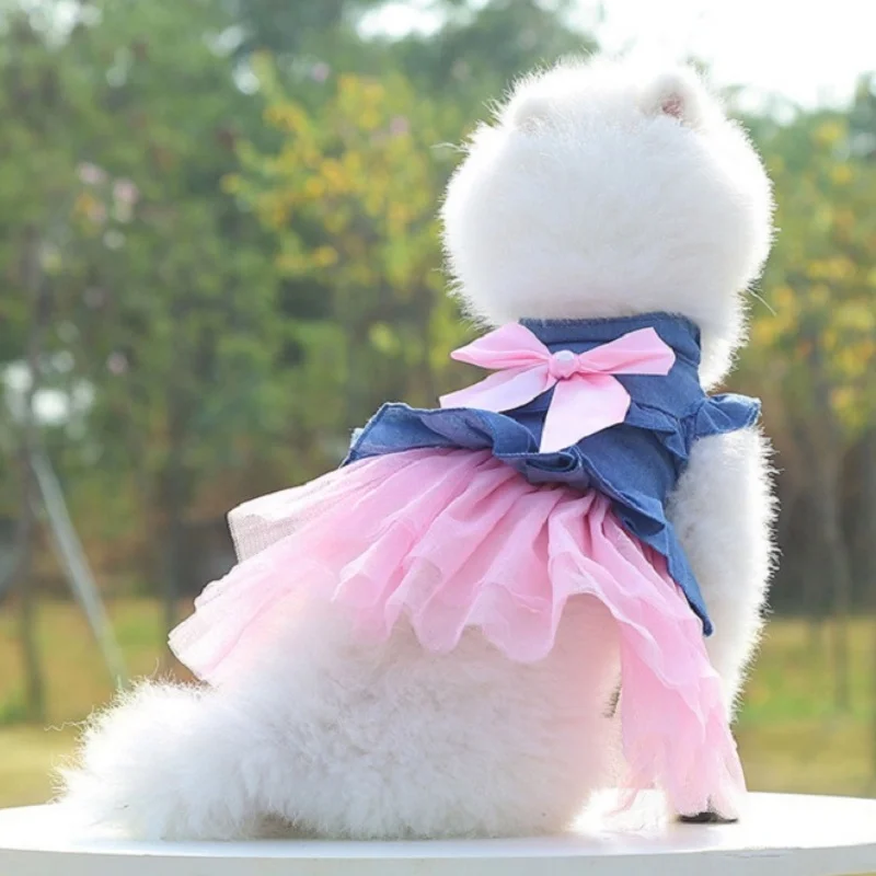 Vestido de tul verano para perros y gatos con lazo - estilo princesa - imagen 2
