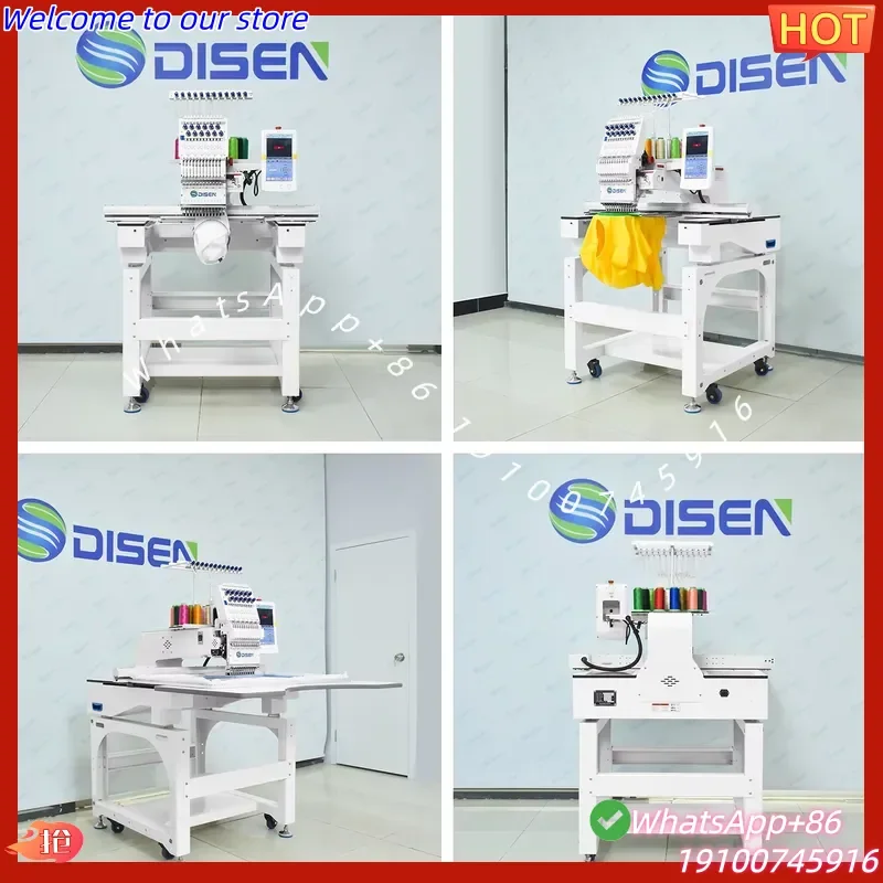 2026Hot DISEN New Automatic Computerized Cap Embroidery Machine Single Head 12 Needles 1200 RPM High Quality Home Use