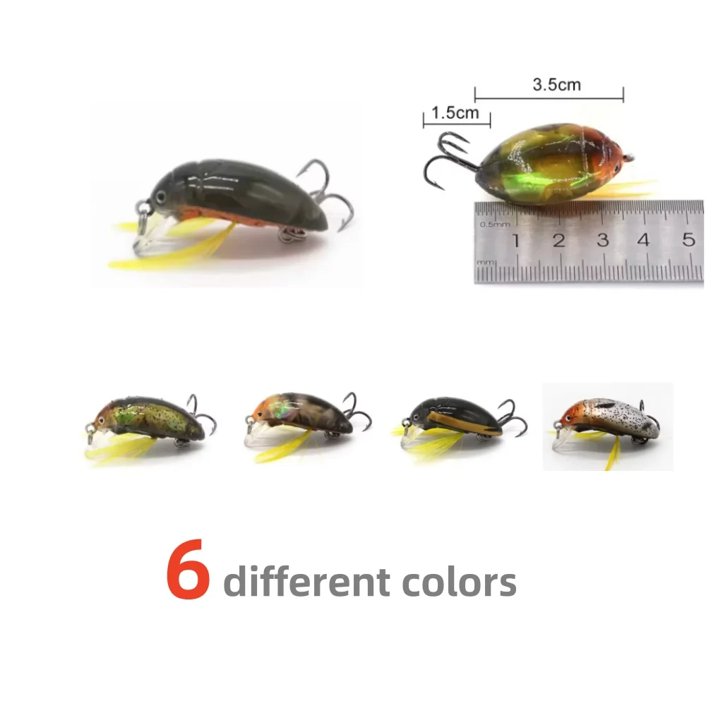 1x novo 3.5cm 4g artificial joaninha isca de pesca cicada besouro inseto wobblers iscas de pesca topwater para baixo pesca da carpa