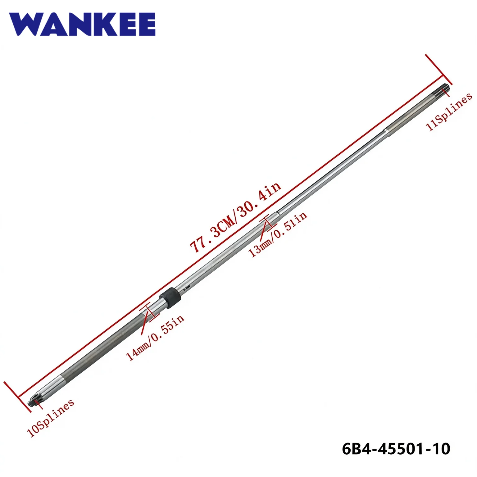 Drive Shaft Long 6B4-45501-10 for Yamaha 9.9HP 15HP Outboard Engine 2T 4T 6B4-45501