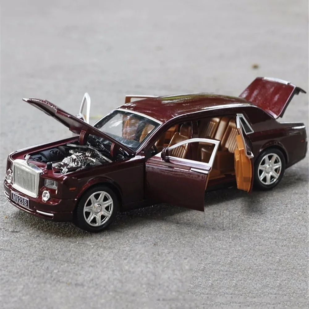 1:24 Rolls Royce Phantom Alloy Cars Model Toys Diecast Limousine Sound Light Pull Back Toys Children Christmas Gifts Collection