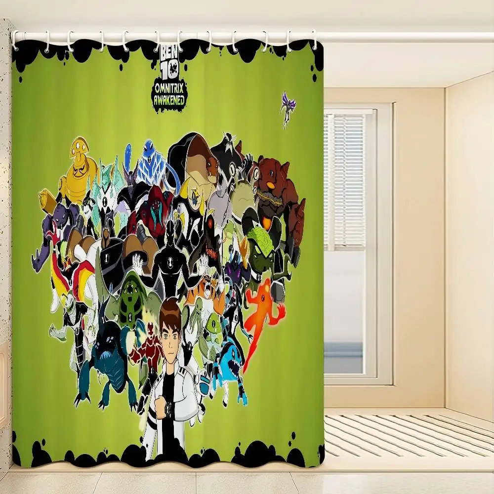 American Cartoon Ben 10 Waterproof Fabric Shower Curtain Bathroom Decoration Curtain Home Hawaiian Style Shower Curtain
