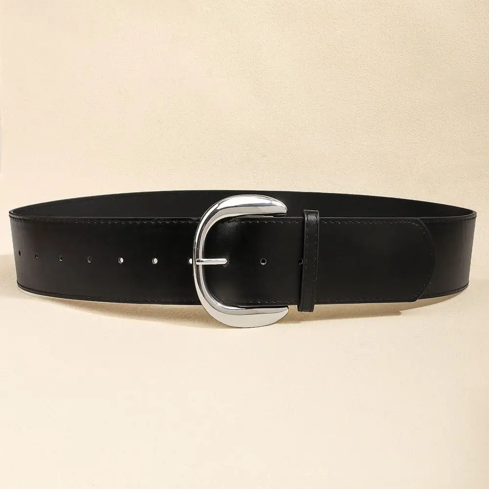 Cintura larga da donna in pelle scamosciata alla moda con rivetti jeans Cintura in pelle con fibbia in metallo Cintura da cowboy occidentale da uomo