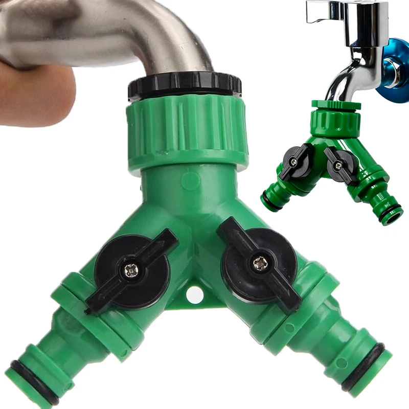10/1pcs Garden Water Splitter 2-Way Y Splitter Connector Valve with Switch Quick Adapter for Faucet Irrigation Watering Fittings